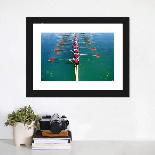 Eight Rowers In Action Canvas Wall Art-1 Piece-Framed Print-20" x 16"-Tiaracle