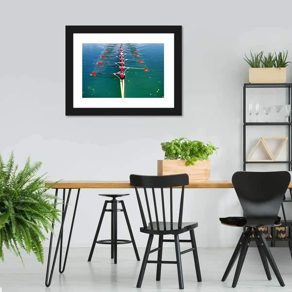 Eight Rowers In Action Canvas Wall Art-3 Horizontal-Gallery Wrap-25" x 16"-Tiaracle