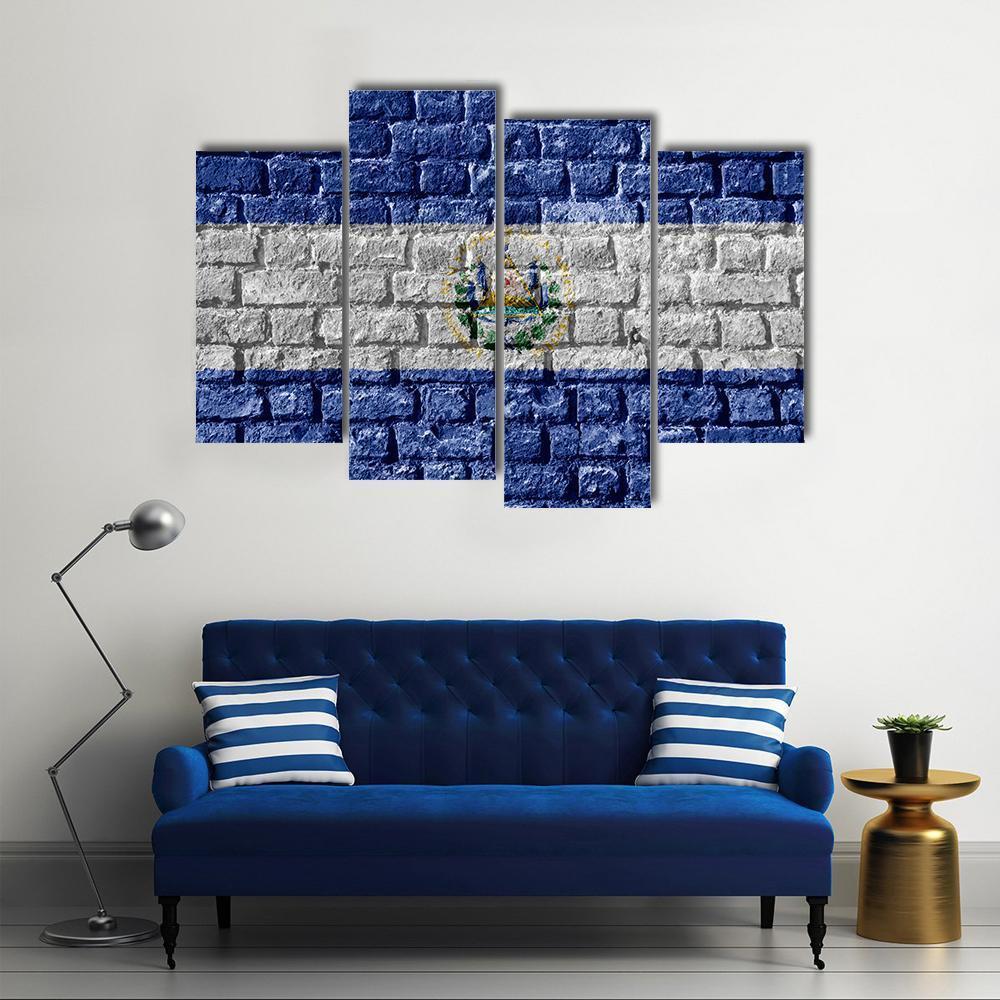 El Salvador Flag Canvas Wall Art-4 Pop-Gallery Wrap-50" x 32"-Tiaracle