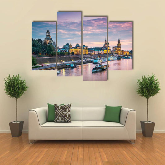 Elbe River Dresden Canvas Wall Art-4 Pop-Gallery Wrap-50" x 32"-Tiaracle