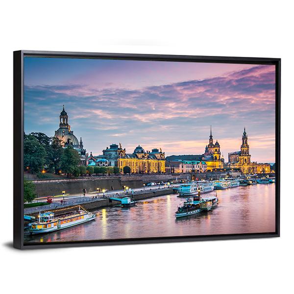 Elbe River Dresden Canvas Wall Art-3 Horizontal-Gallery Wrap-25" x 16"-Tiaracle