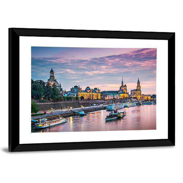 Elbe River Dresden Canvas Wall Art-3 Horizontal-Gallery Wrap-25" x 16"-Tiaracle