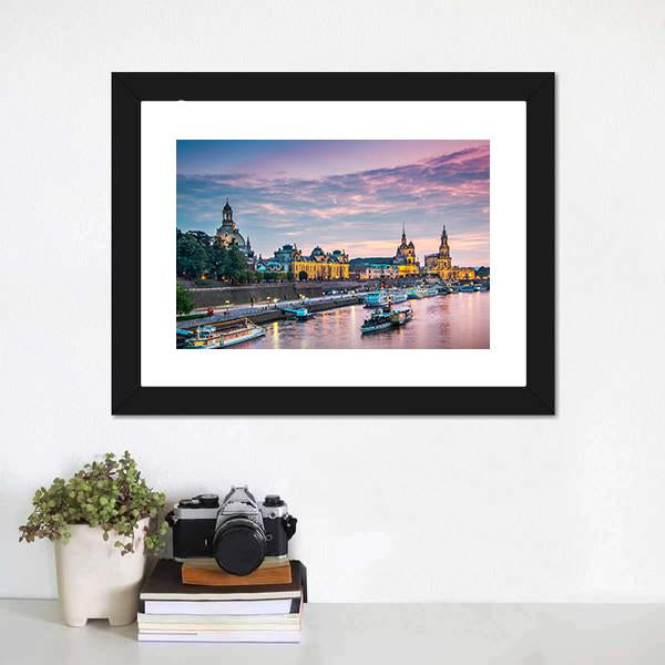 Elbe River Dresden Canvas Wall Art-3 Horizontal-Gallery Wrap-25" x 16"-Tiaracle