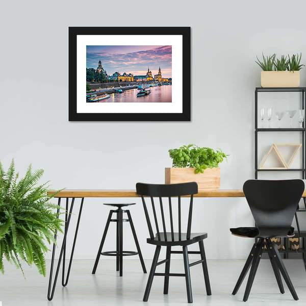 Elbe River Dresden Canvas Wall Art-3 Horizontal-Gallery Wrap-25" x 16"-Tiaracle