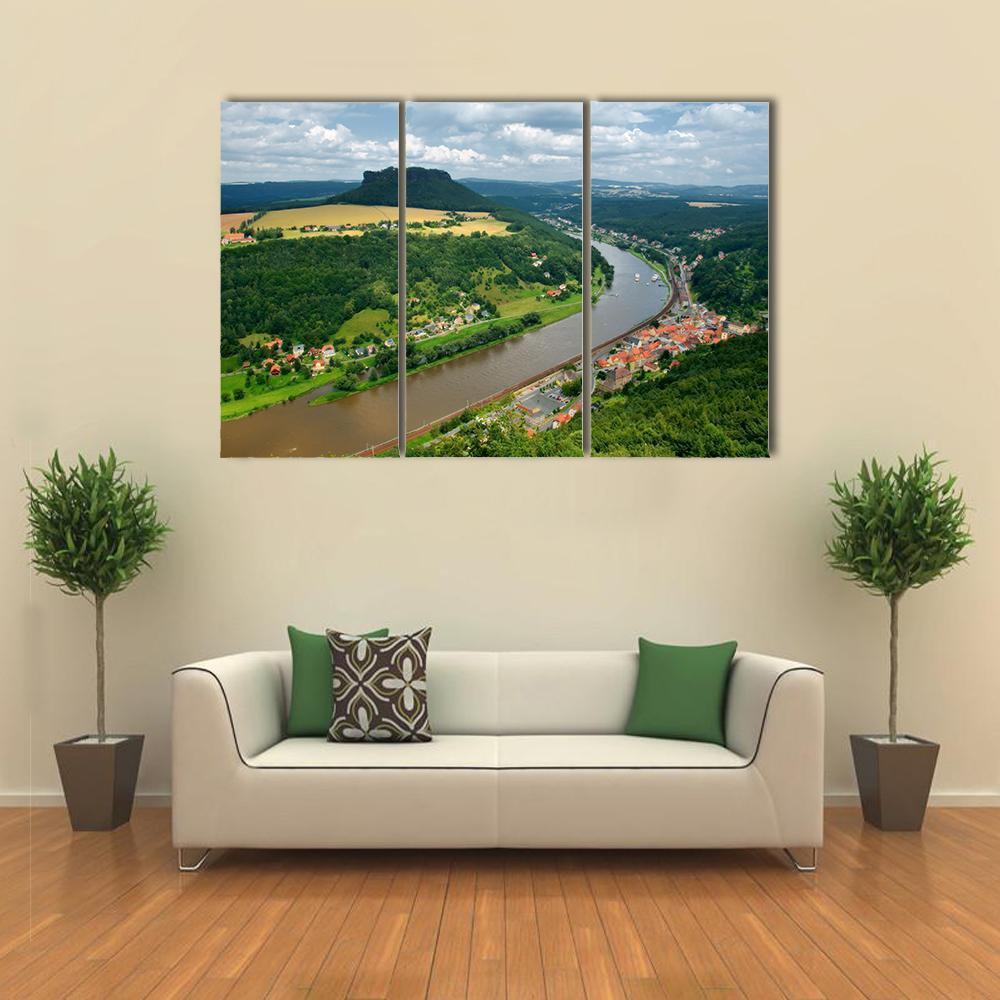 Elbe River In Germany Canvas Wall Art-3 Horizontal-Gallery Wrap-37" x 24"-Tiaracle