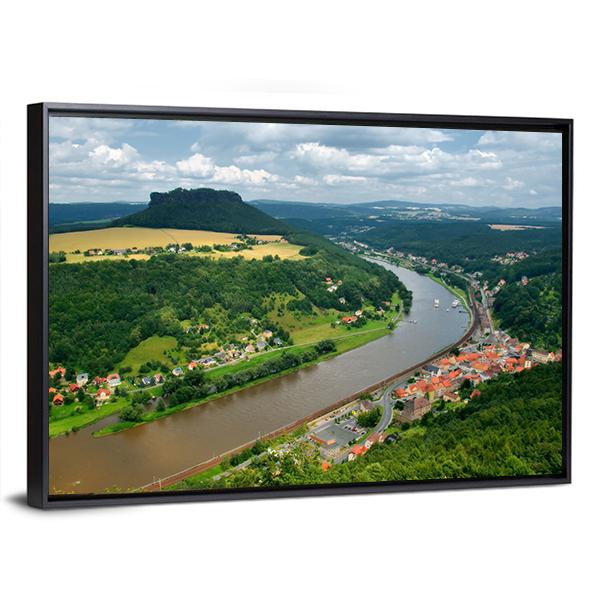 Elbe River In Germany Canvas Wall Art-3 Horizontal-Gallery Wrap-25" x 16"-Tiaracle
