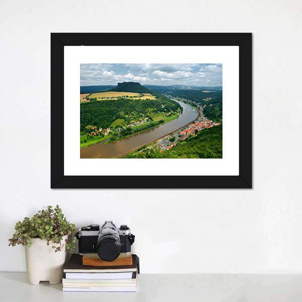 Elbe River In Germany Canvas Wall Art-3 Horizontal-Gallery Wrap-25" x 16"-Tiaracle