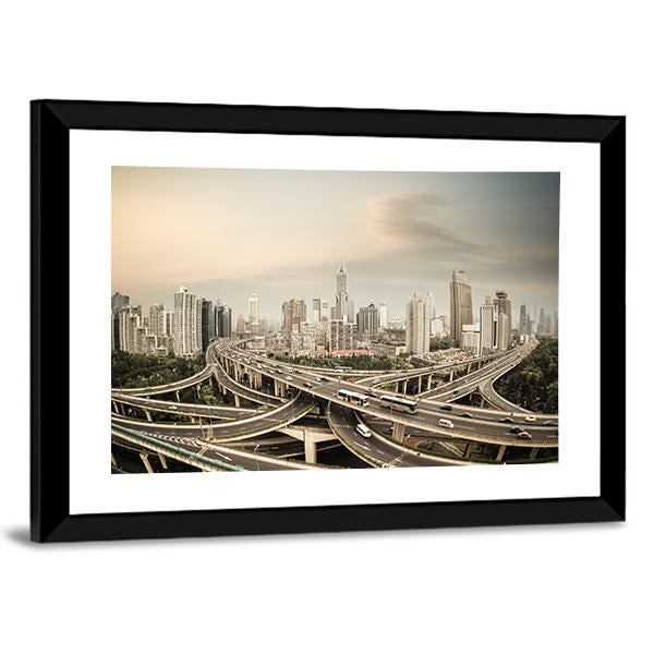 Elevated Road Junction Shanghai Canvas Wall Art-3 Horizontal-Gallery Wrap-25" x 16"-Tiaracle