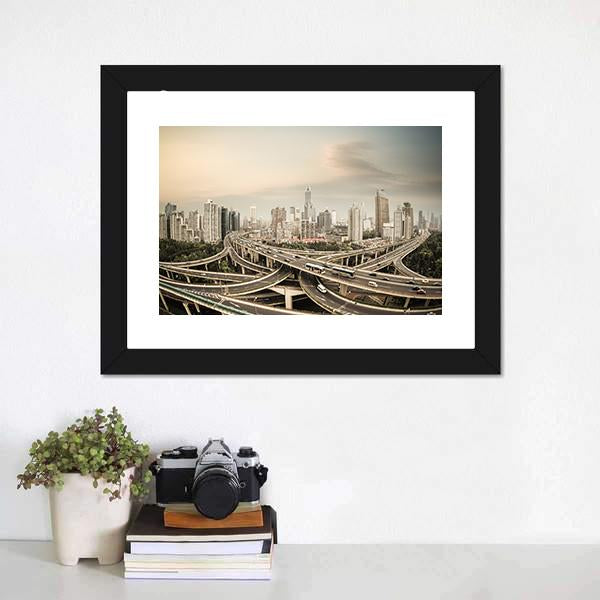 Elevated Road Junction Shanghai Canvas Wall Art-3 Horizontal-Gallery Wrap-25" x 16"-Tiaracle