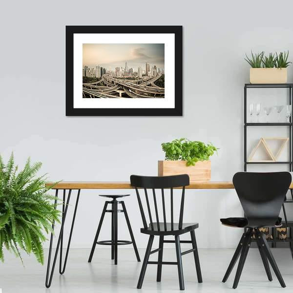 Elevated Road Junction Shanghai Canvas Wall Art-3 Horizontal-Gallery Wrap-25" x 16"-Tiaracle