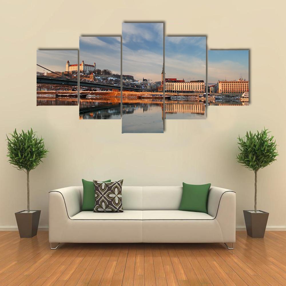 Embankment Of Danube Valley Canvas Wall Art-5 Star-Gallery Wrap-62" x 32"-Tiaracle