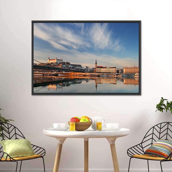 Embankment Of Danube Valley Canvas Wall Art-1 Piece-Floating Frame-24" x 16"-Tiaracle
