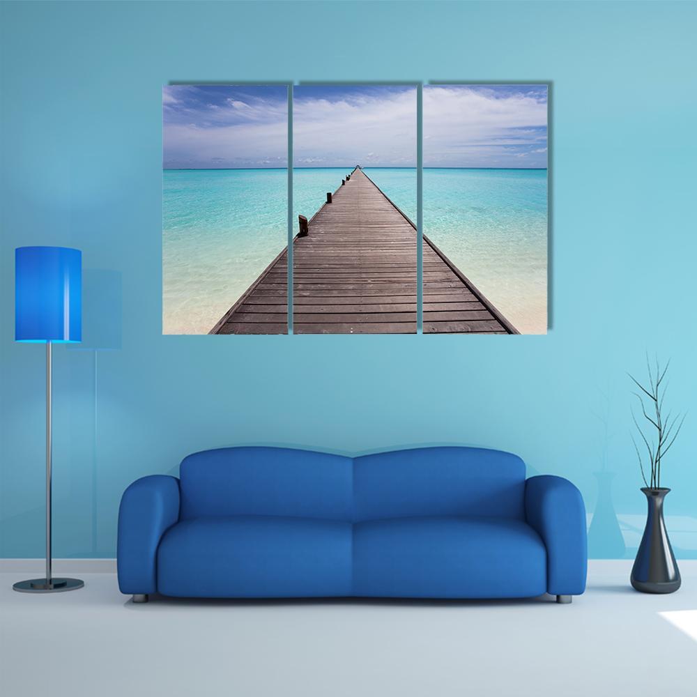 Endless Maldivian Runway Canvas Wall Art-3 Horizontal-Gallery Wrap-37" x 24"-Tiaracle
