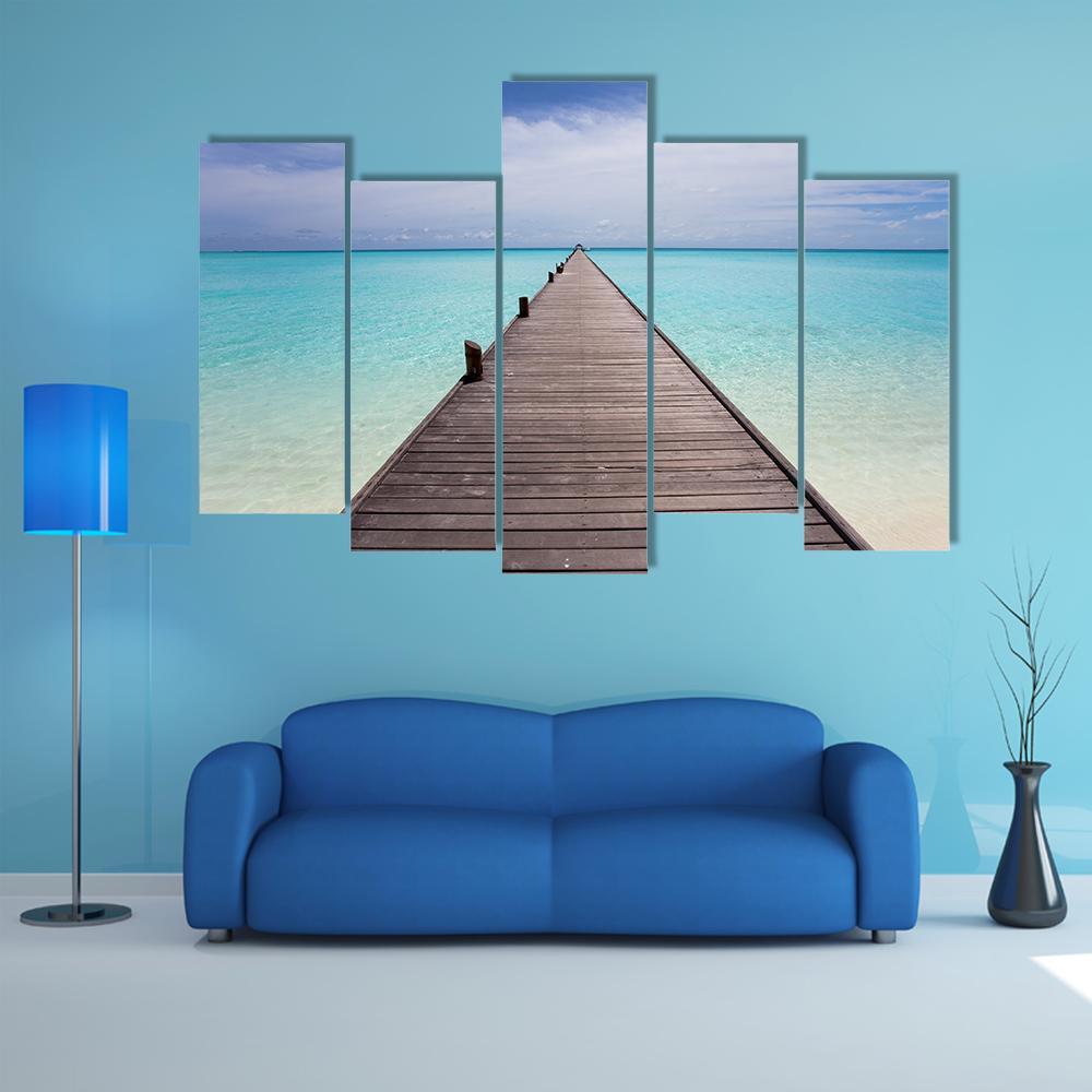 Endless Maldivian Runway Canvas Wall Art-5 Pop-Gallery Wrap-47" x 32"-Tiaracle