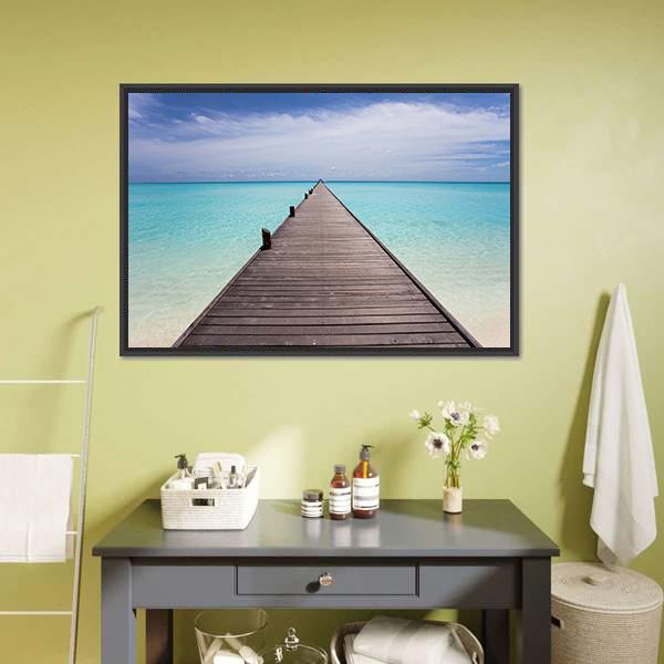 Endless Maldivian Runway Canvas Wall Art-3 Horizontal-Gallery Wrap-25" x 16"-Tiaracle