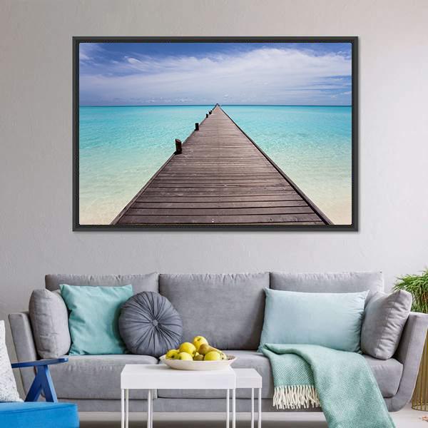 Endless Maldivian Runway Canvas Wall Art-3 Horizontal-Gallery Wrap-25" x 16"-Tiaracle