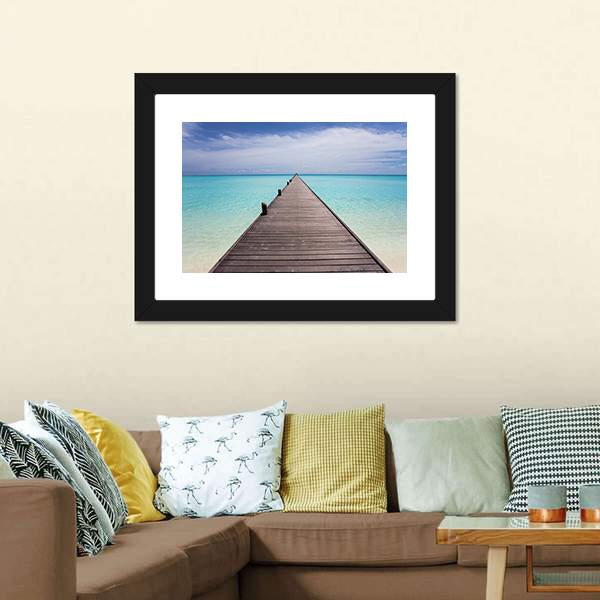 Endless Maldivian Runway Canvas Wall Art-1 Piece-Framed Print-20" x 16"-Tiaracle