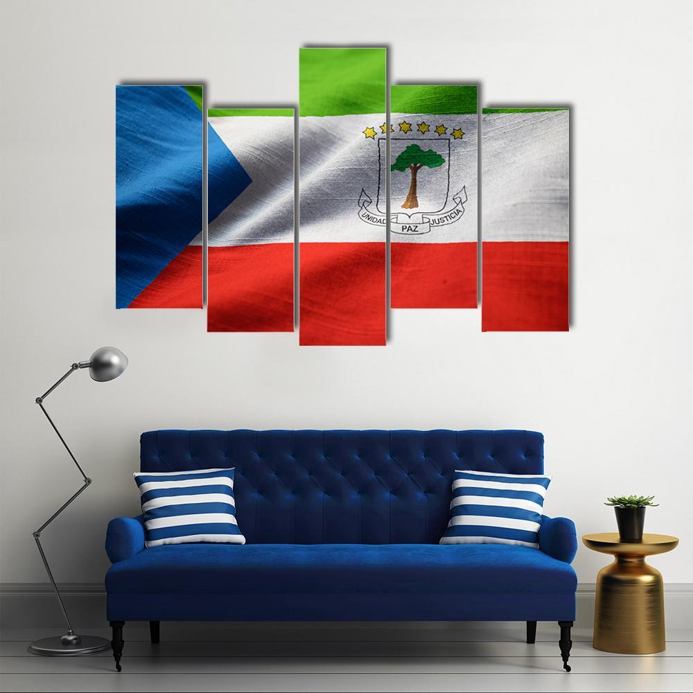 Equatorial Guinea Flag Canvas Wall Art-5 Pop-Gallery Wrap-47" x 32"-Tiaracle