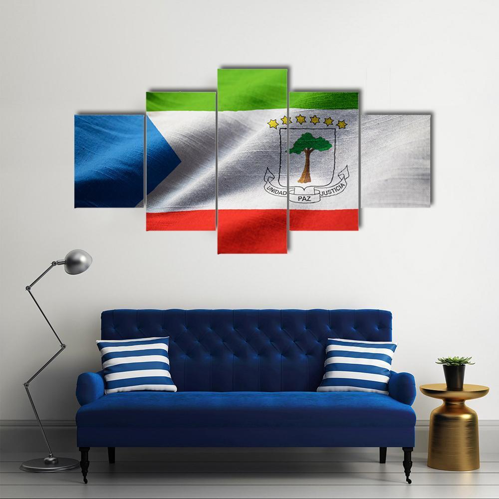 Equatorial Guinea Flag Canvas Wall Art-5 Star-Gallery Wrap-62" x 32"-Tiaracle