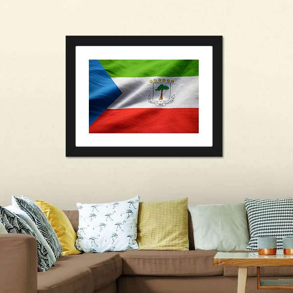 Equatorial Guinea Flag Canvas Wall Art-1 Piece-Framed Print-20" x 16"-Tiaracle