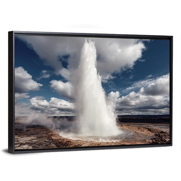 Eruption Of Strokkur Geyser Canvas Wall Art-3 Horizontal-Gallery Wrap-25" x 16"-Tiaracle