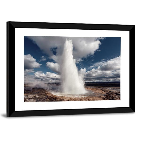 Eruption Of Strokkur Geyser Canvas Wall Art-3 Horizontal-Gallery Wrap-25" x 16"-Tiaracle