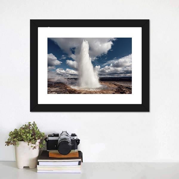 Eruption Of Strokkur Geyser Canvas Wall Art-3 Horizontal-Gallery Wrap-25" x 16"-Tiaracle