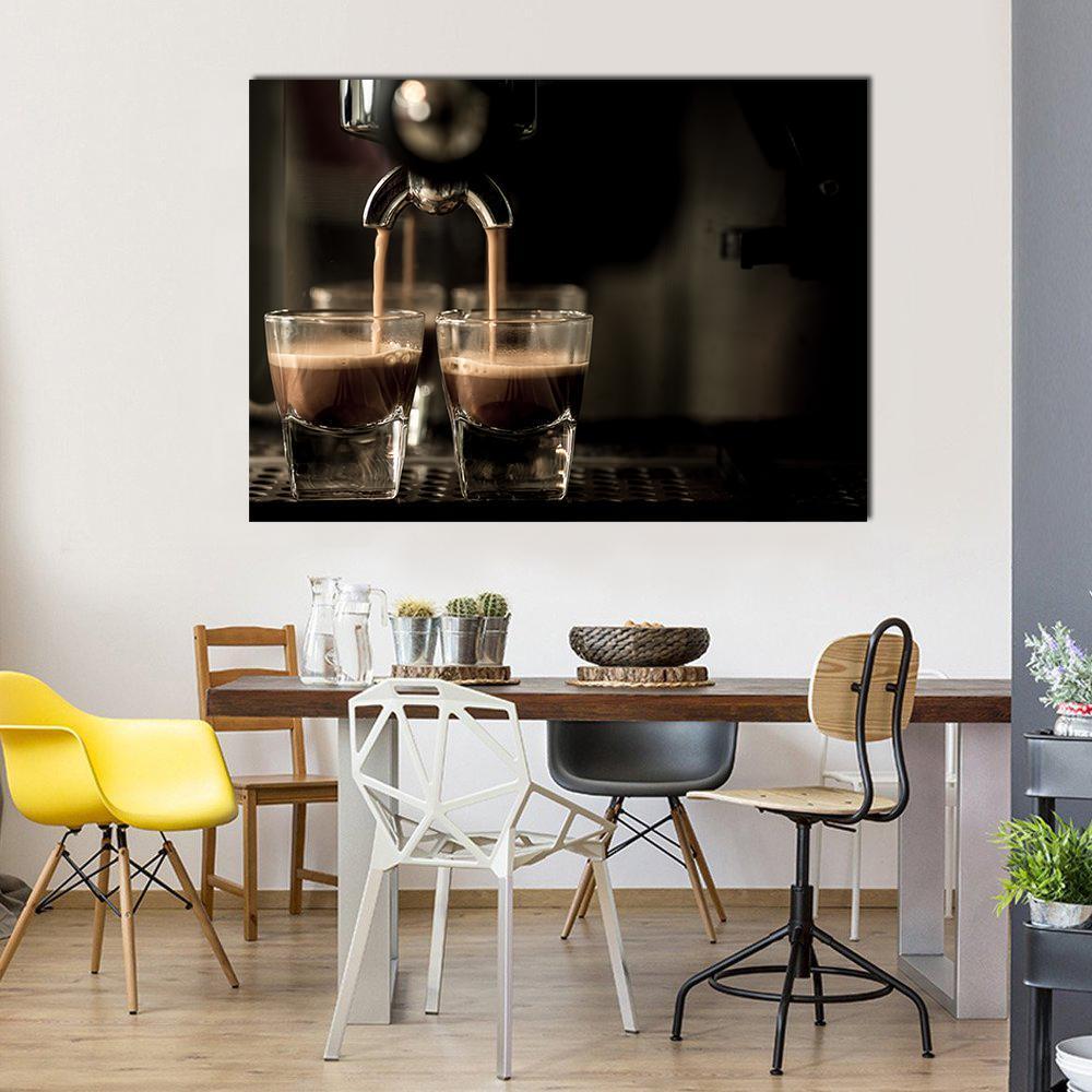 Espresso Coffee Canvas Wall Art-1 Piece-Gallery Wrap-48" x 32"-Tiaracle