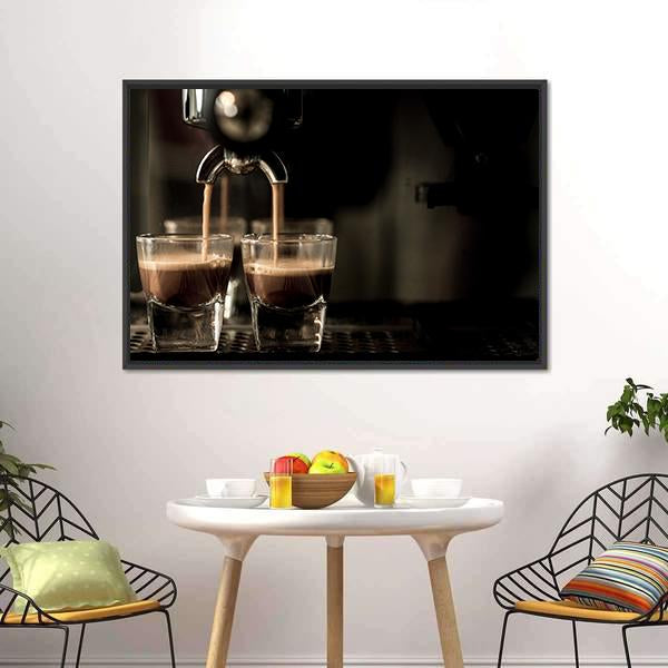 Espresso Coffee Canvas Wall Art-1 Piece-Floating Frame-24" x 16"-Tiaracle