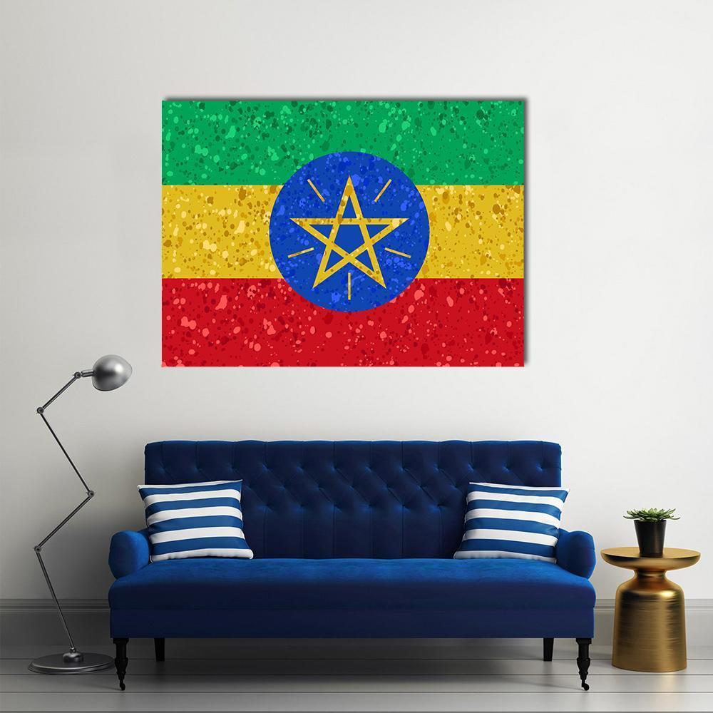 Ethiopian Flag Canvas Wall Art-1 Piece-Gallery Wrap-48" x 32"-Tiaracle