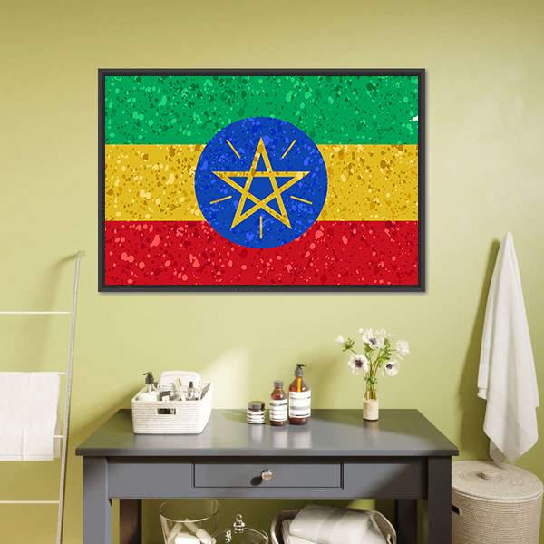 Ethiopian Flag Canvas Wall Art-3 Horizontal-Gallery Wrap-25" x 16"-Tiaracle