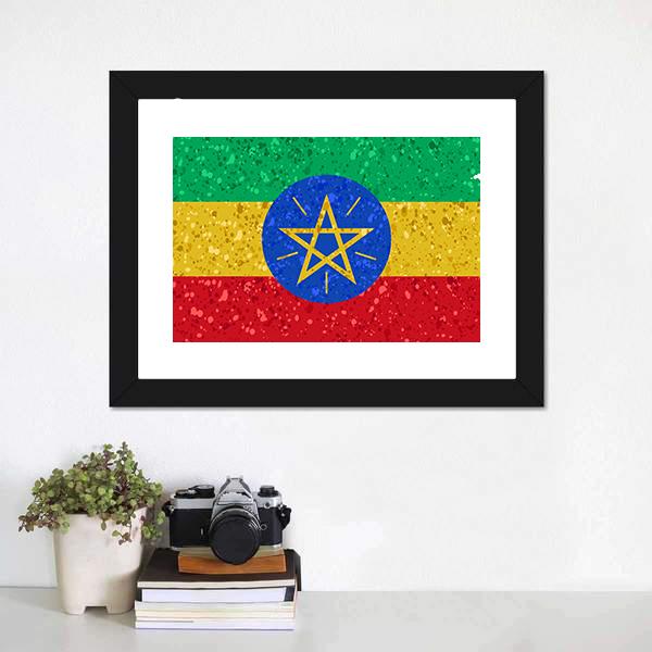 Ethiopian Flag Canvas Wall Art-3 Horizontal-Gallery Wrap-25" x 16"-Tiaracle