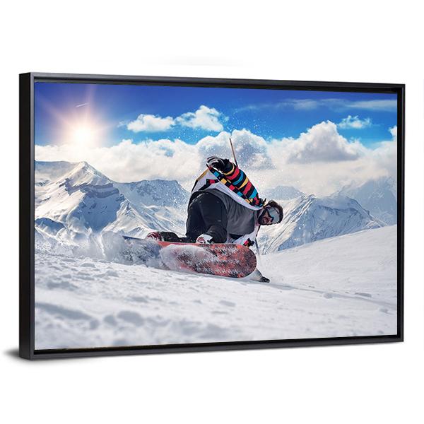 Extreme Snowboarding Man Canvas Wall Art-3 Horizontal-Gallery Wrap-25" x 16"-Tiaracle