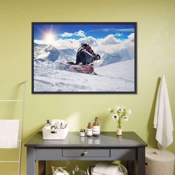 Extreme Snowboarding Man Canvas Wall Art-3 Horizontal-Gallery Wrap-25" x 16"-Tiaracle