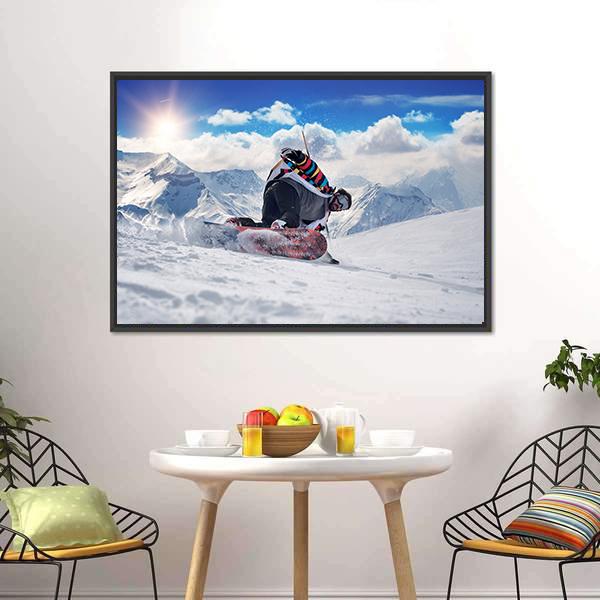 Extreme Snowboarding Man Canvas Wall Art-1 Piece-Floating Frame-24" x 16"-Tiaracle