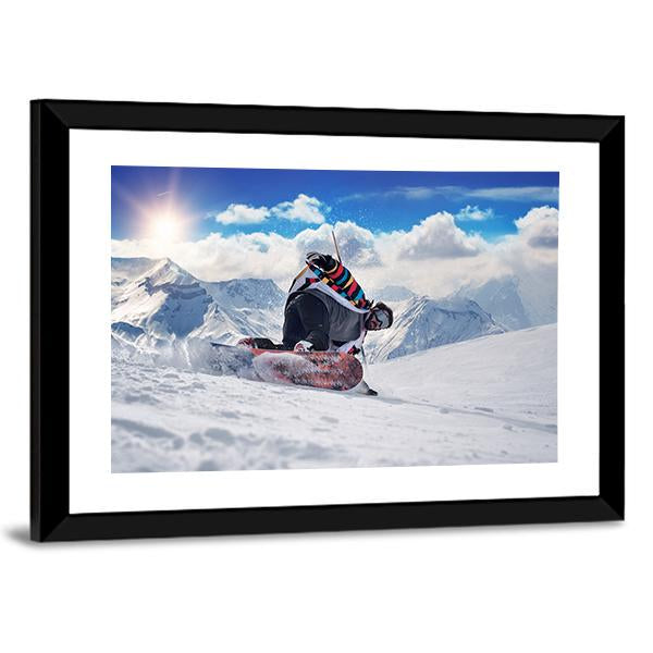 Extreme Snowboarding Man Canvas Wall Art-3 Horizontal-Gallery Wrap-25" x 16"-Tiaracle