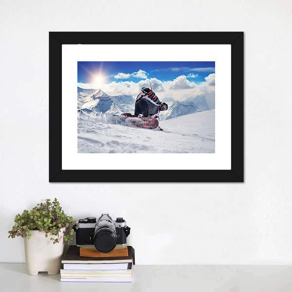 Extreme Snowboarding Man Canvas Wall Art-3 Horizontal-Gallery Wrap-25" x 16"-Tiaracle