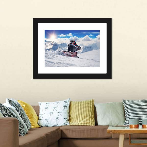 Extreme Snowboarding Man Canvas Wall Art-1 Piece-Framed Print-20" x 16"-Tiaracle