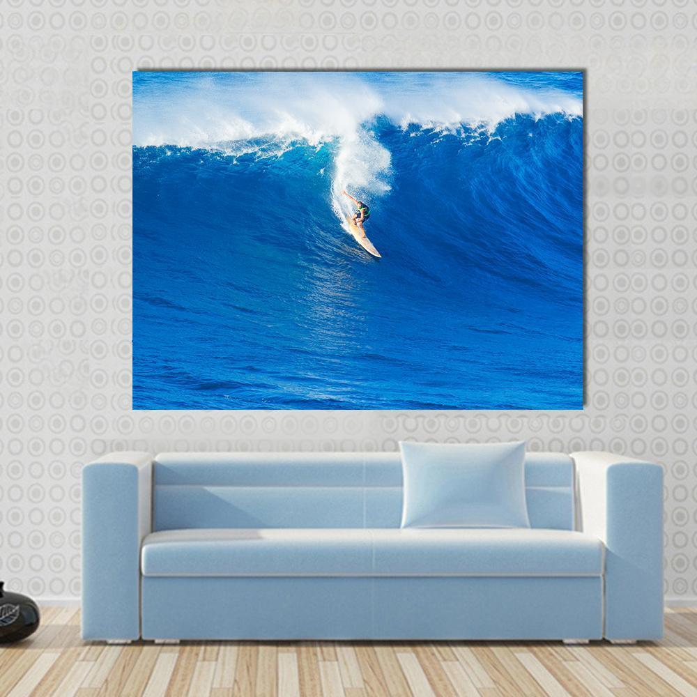 Extreme Surfer Riding Canvas Wall Art-1 Piece-Gallery Wrap-48" x 32"-Tiaracle