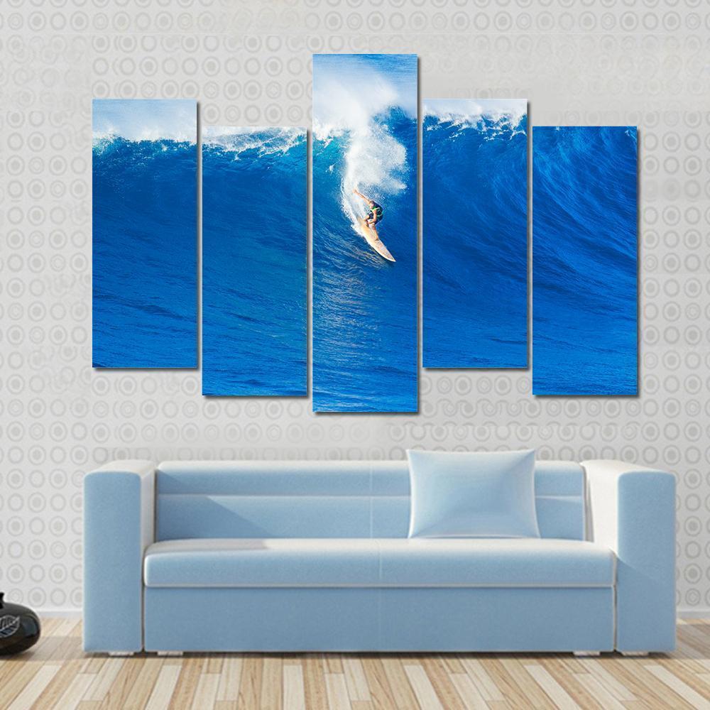 Extreme Surfer Riding Canvas Wall Art-5 Pop-Gallery Wrap-47" x 32"-Tiaracle