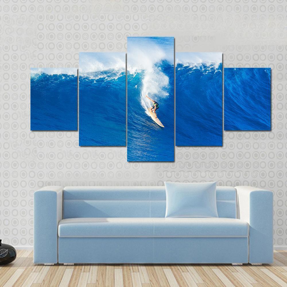 Extreme Surfer Riding Canvas Wall Art-5 Star-Gallery Wrap-62" x 32"-Tiaracle