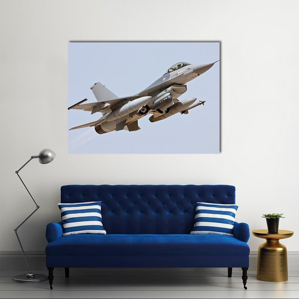 F-16 Take Off Canvas Wall Art-1 Piece-Gallery Wrap-48" x 32"-Tiaracle
