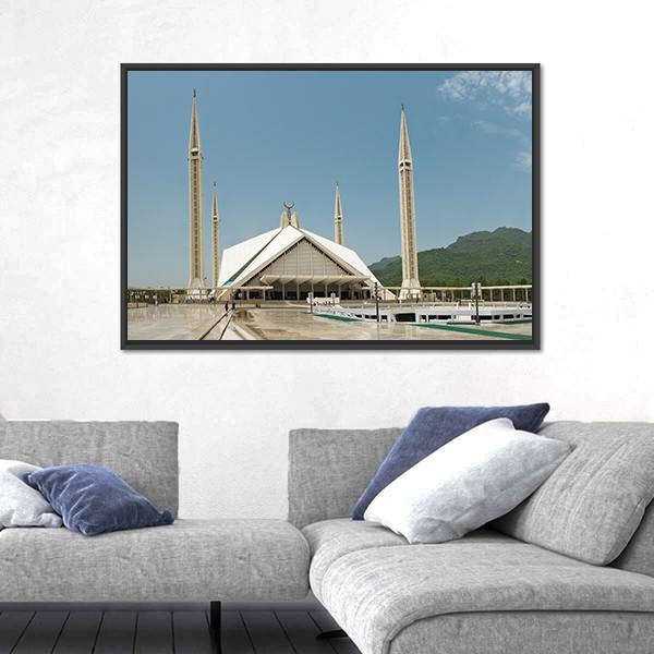 Faisal Mosque In Islamabad Canvas Wall Art-1 Piece-Floating Frame-24" x 16"-Tiaracle