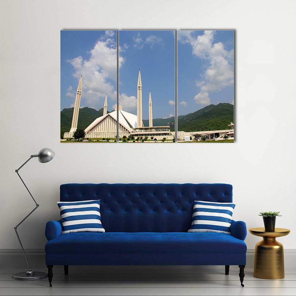 Faisal Mosque Islamabad Canvas Wall Art-3 Horizontal-Gallery Wrap-37" x 24"-Tiaracle