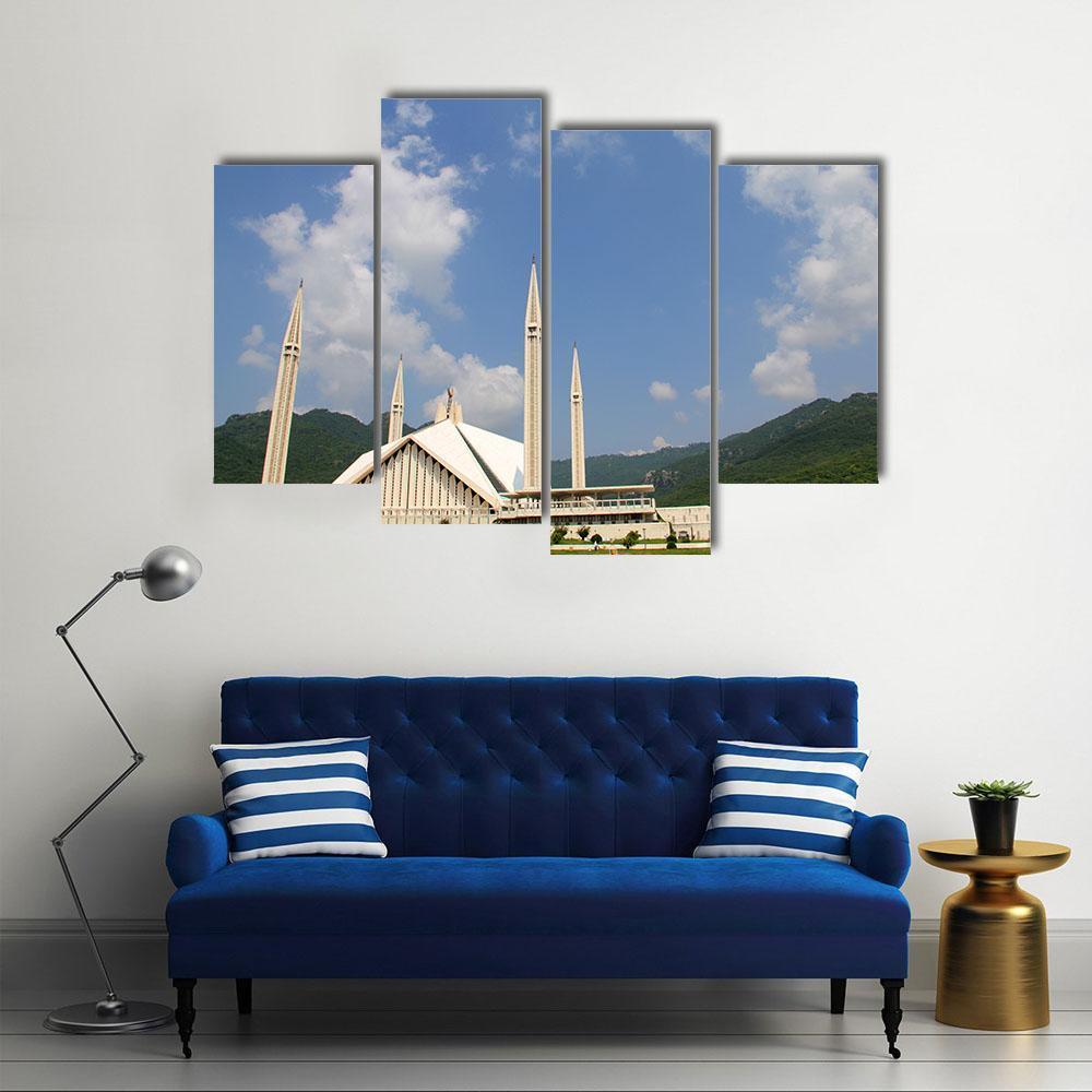 Faisal Mosque Islamabad Canvas Wall Art-4 Pop-Gallery Wrap-50" x 32"-Tiaracle