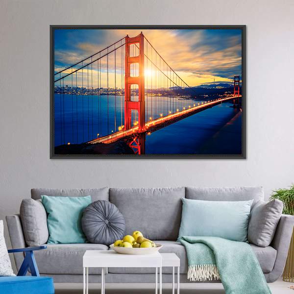 Famous Golden Gate Bridge Canvas Wall Art-3 Horizontal-Gallery Wrap-25" x 16"-Tiaracle