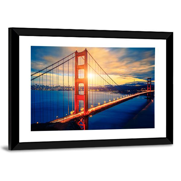 Famous Golden Gate Bridge Canvas Wall Art-3 Horizontal-Gallery Wrap-25" x 16"-Tiaracle