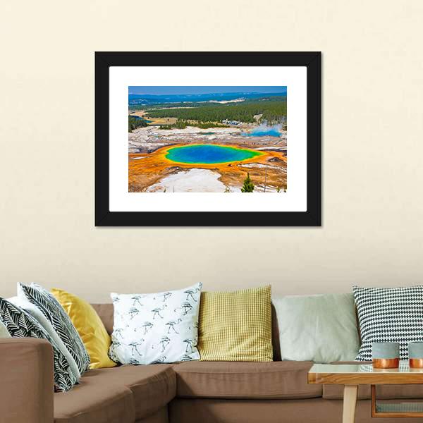 Famous Grand Prismatic Spring Canvas Wall Art-3 Horizontal-Gallery Wrap-25" x 16"-Tiaracle