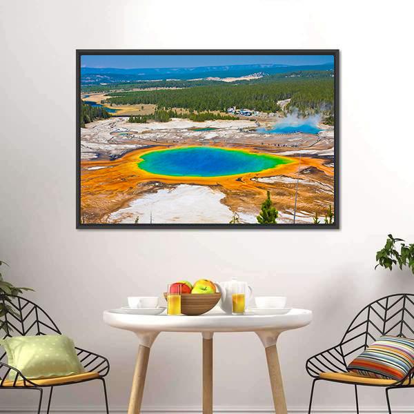 Famous Grand Prismatic Spring Canvas Wall Art-3 Horizontal-Gallery Wrap-25" x 16"-Tiaracle