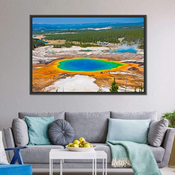 Famous Grand Prismatic Spring Canvas Wall Art-3 Horizontal-Gallery Wrap-25" x 16"-Tiaracle